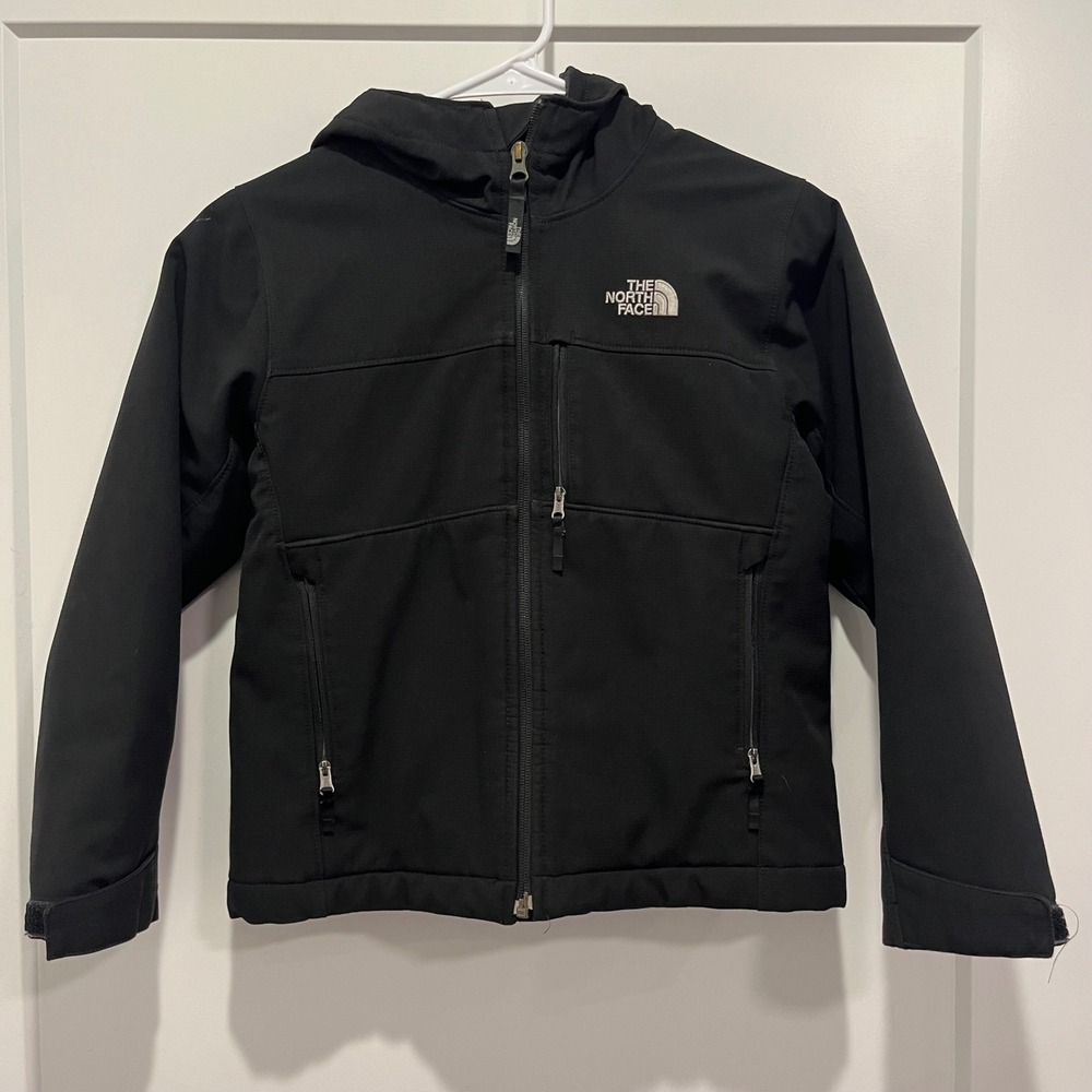The North Face Boys Black Apex Bionic Softshell Hooded Jacket Size S 7/8